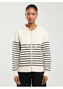 Bluza damska z kapturem rozpinana w paski kremowa Selina 103 ze sklepu Big Star w kategorii Bluzy damskie - zdjęcie 183635957