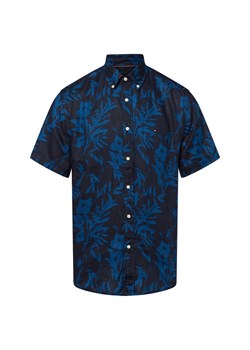 Tommy Hilfiger Męska koszula lniana - Tropical Mężczyźni Regular Fit len granatowy wzorzysty ze sklepu vangraaf w kategorii Koszule męskie - zdjęcie 183636415