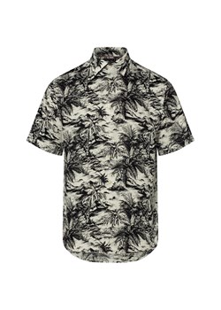 Tommy Hilfiger Lniana koszula męska z krótkim rękawem - Vacation Mężczyźni Regular Fit len biały wzorzysty ze sklepu vangraaf w kategorii Koszule męskie - zdjęcie 183636416