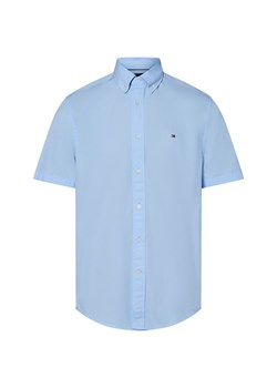 Tommy Hilfiger Męska koszulka z krótkim rękawem Mężczyźni Regular Fit Bawełna jasnoniebieski jednolity ze sklepu vangraaf w kategorii Koszule męskie - zdjęcie 183636417