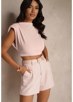 Różowe Szorty High Waist z Paskiem Linave ze sklepu renee.pl w kategorii Szorty - zdjęcie 183641386
