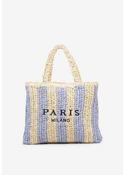 Niebieska Torebka Shopper Plażowa z Napisem Navirael ze sklepu born2be.pl w kategorii Torby letnie - zdjęcie 183643526