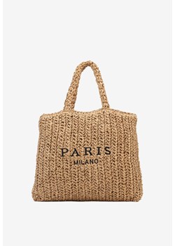 Ciemnobeżowa Torebka Typu Shopper Ozdobiona Plecionką Zenauri ze sklepu renee.pl w kategorii Torby letnie - zdjęcie 183643829