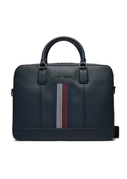 Torba na laptopa Tommy Hilfiger Coated Canvas Computer Bag AM0AM12492 Granatowy ze sklepu eobuwie.pl w kategorii Torby na laptopa - zdjęcie 183643917