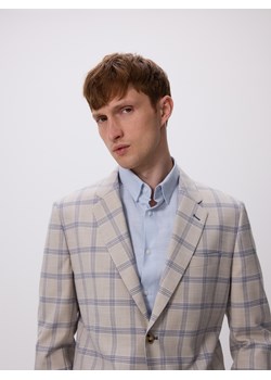 Reserved - Marynarka slim fit w kratę - beżowy ze sklepu Reserved w kategorii Marynarki męskie - zdjęcie 183646025