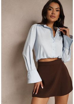 Ciemnobrązowe Asymetryczne Spódnico-Szorty High Waist Nonalin ze sklepu renee.pl w kategorii Szorty - zdjęcie 183646735