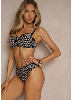 Beżowe Bikini Biustonosz i Majtki Typu Figi w Geometryczny Wzór Linarissa ze sklepu renee.pl w kategorii Stroje kąpielowe - zdjęcie 183647926