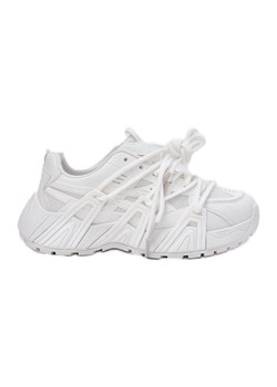 Sneakersy Damskie Z Podwójnym Sznurowaniem Białe ze sklepu ButyModne.pl w kategorii Buty sportowe damskie - zdjęcie 183651866