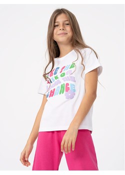 4F T-Shirt 4FJAW23TTSHF0826 Biały Regular Fit ze sklepu MODIVO w kategorii Bluzki dziewczęce - zdjęcie 183652849