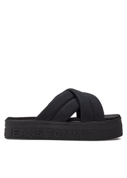 Klapki Tommy Jeans Tjw Lettering Flatform Sandal EN0EN02465 Czarny ze sklepu eobuwie.pl w kategorii Klapki damskie - zdjęcie 183658898