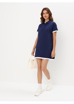 Mohito - Granatowa sukienka mini z kołnierzykiem polo - granatowy ze sklepu Mohito w kategorii Sukienki - zdjęcie 183662037