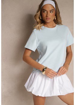 Niebieski Klasyczny T-shirt z Grubszej Bawełny Tiavone ze sklepu renee.pl w kategorii Bluzki damskie - zdjęcie 183664005