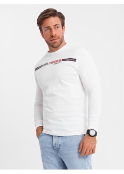 Longsleeve męski z nadrukiem - biały 2 OM-LSPT-0119 ze sklepu ombre w kategorii T-shirty męskie - zdjęcie 183664495