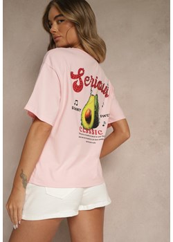 Różowy T-shirt z Bawełną ze Wzorem Awokado Tilannia ze sklepu renee.pl w kategorii Bluzki damskie - zdjęcie 183665445