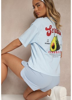 Niebieski T-shirt z Bawełną ze Wzorem Awokado Tilannia ze sklepu renee.pl w kategorii Bluzki damskie - zdjęcie 183665455