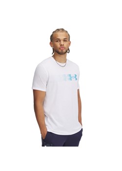 Męski t-shirt z nadrukiem Under Armour UA M Lc Fly In Logo SS - biały ze sklepu Sportstylestory.com w kategorii T-shirty męskie - zdjęcie 183665986