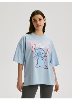 Reserved - Bawełniany t-shirt Lilo i Stitch - jasnoniebieski ze sklepu Reserved w kategorii Bluzki dziewczęce - zdjęcie 183667458