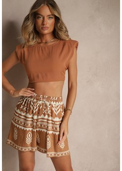 Brązowe Wiskozowe Szorty High Waist ze Wzorem Boho Lunadora ze sklepu renee.pl w kategorii Szorty - zdjęcie 183667627