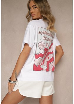 Biało-Czerwony T-shirt Oversize z Bawełny Ozdobiony Nadrukiem Filiora ze sklepu renee.pl w kategorii Bluzki damskie - zdjęcie 183671668