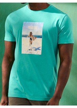 Sinsay - Koszulka z nadrukiem - niebieski ze sklepu Sinsay w kategorii T-shirty męskie - zdjęcie 183672287