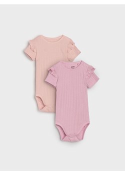 Sinsay - Body z prążkowanej dzianiny z ozdobnymi falbanami 2 pack - fioletowy ze sklepu Sinsay w kategorii Odzież dla niemowląt - zdjęcie 183685745
