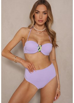 Fioletowe Bikini Majtki Figi i Biustonosz z Ozdobną Wstawką Natamara ze sklepu renee.pl w kategorii Stroje kąpielowe - zdjęcie 183686719