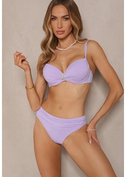 Fioletowe Bikini Majtki Figi Biustonosz z Trójkątną Aplikacją Natizeria ze sklepu renee.pl w kategorii Stroje kąpielowe - zdjęcie 183686725