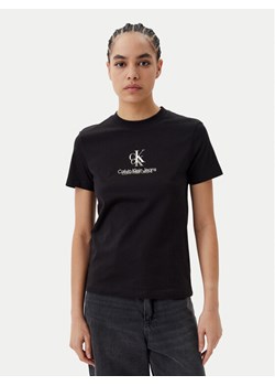 Calvin Klein Jeans T-Shirt Shadow Graphic J20J225545 Czarny Regular Fit ze sklepu MODIVO w kategorii Bluzki damskie - zdjęcie 183689116