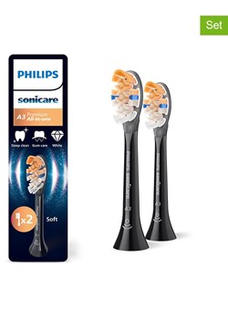 PHILIPS sonicare Wymienne końcówki (2 szt.) &quot;Premium All-in-One&quot; w kolorze czarnym ze sklepu Limango Polska w kategorii Szczoteczki do zębów - zdjęcie 183693567
