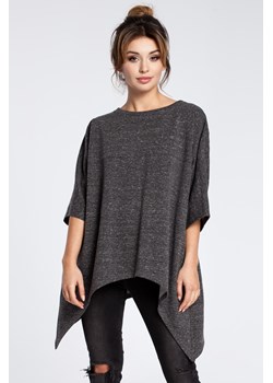 Asymetryczna bluza oversize - grafitowa ze sklepu Cudmoda w kategorii Bluzy damskie - zdjęcie 183696266