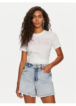 Versace Jeans Couture T-Shirt 76HAHG03 Biały Regular Fit ze sklepu MODIVO w kategorii Bluzki damskie - zdjęcie 183701155