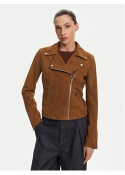 Serge Pariente Kurtka skórzana Oxford Vs Brązowy Slim Fit ze sklepu MODIVO w kategorii Kurtki damskie - zdjęcie 183701245
