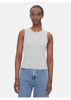 Calvin Klein Jeans Top LV047C201G Szary Slim Fit ze sklepu MODIVO w kategorii Bluzki damskie - zdjęcie 183706239