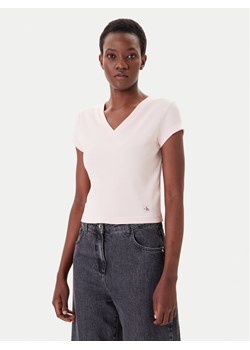 Calvin Klein Jeans T-Shirt LV047C910G Różowy Regular Fit ze sklepu MODIVO w kategorii Bluzki damskie - zdjęcie 183706407