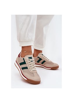 Boto Niskie Sneakersy Damskie Ciemnobeżowe Rulaana beżowy ze sklepu ButyModne.pl w kategorii Buty sportowe damskie - zdjęcie 183708437