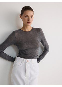 Reserved - Wełniany sweter z jedwabiem - szary ze sklepu Reserved w kategorii Swetry damskie - zdjęcie 183720268