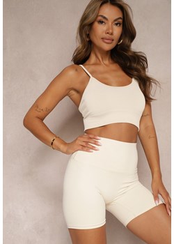 Jasnobeżowe Szorty Kolarki High Waist z Efektem Push Up Pielara ze sklepu renee.pl w kategorii Szorty - zdjęcie 183721306