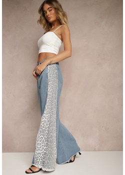 Niebieskie Jeansy z Bawełny High Waist ze Wzorem Panterki Velliane ze sklepu renee.pl w kategorii Jeansy damskie - zdjęcie 183721329