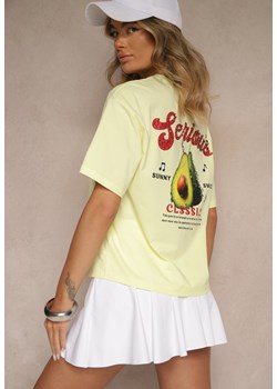 Żółty T-shirt z Bawełną ze Wzorem Awokado Tilannia ze sklepu renee.pl w kategorii Bluzki damskie - zdjęcie 183721478