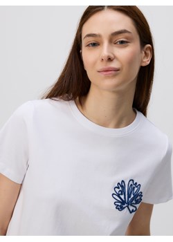 Reserved - T-shirt z naszywaną aplikacją - biały ze sklepu Reserved w kategorii Bluzki damskie - zdjęcie 183721775