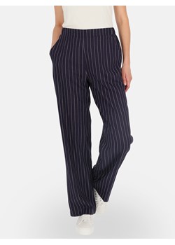 Granatowe spodnie garniturowe damskie w prążki Potis & Verso Lu ze sklepu Eye For Fashion w kategorii Spodnie damskie - zdjęcie 183722867