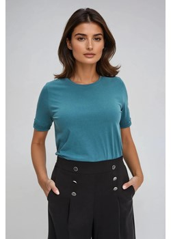 T-shirt z bawełny z krótkimi rękawami zielony ze sklepu Moodo.pl w kategorii Bluzki damskie - zdjęcie 183742797