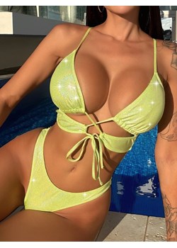 Brokatowy komplet bikini - ZIELONY / S ze sklepu Valetta.pl w kategorii Stroje kąpielowe - zdjęcie 183743186