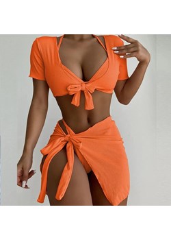 Czteroelementowe bikini na plaże - POMARAŃCZOWY / S ze sklepu Valetta.pl w kategorii Stroje kąpielowe - zdjęcie 183743277