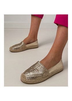 Złote espadryle ażurowe na platformie Zelvira złoty ze sklepu ButyModne.pl w kategorii Espadryle damskie - zdjęcie 183748489