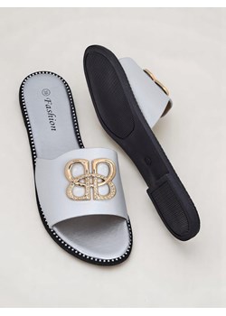 Royalfashion Damskie klapki na płaskiej podeszwie Aura Gold ze sklepu royalfashion.pl w kategorii Klapki damskie - zdjęcie 183754556