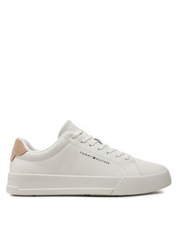 Sneakersy Tommy Hilfiger Th Court Leather Grain Ess FM0FM05297 Écru ze sklepu eobuwie.pl w kategorii Buty sportowe męskie - zdjęcie 183758269