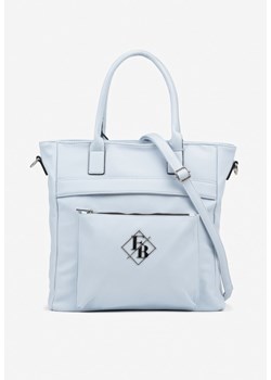 Niebieska Torebka Shopperka z Metaliczną Aplikacją i Dodatkowym Paskiem na Ramię Idalenna ze sklepu born2be.pl w kategorii Torby Shopper bag - zdjęcie 183760658