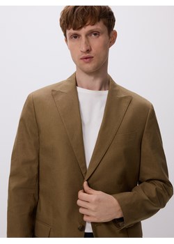 Reserved - Marynarka slim fit z dodatkiem konopi - warm olive ze sklepu Reserved w kategorii Marynarki męskie - zdjęcie 183763375