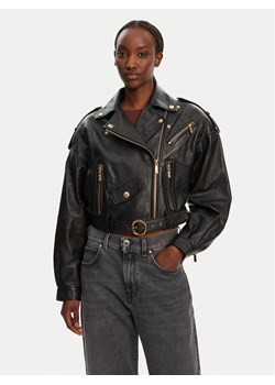 Just Cavalli Kurtka skórzana 78PAVP05 CP009 Czarny Regular Fit ze sklepu MODIVO w kategorii Kurtki damskie - zdjęcie 183764987